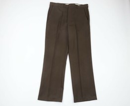 Vintage 70s Rockabilly Mens 34x30 Flared Wide Leg Knit Chino Pants Brown USA - £87.00 GBP