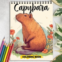 Capybara Spiral-Bound Coloring Book for Stress Relief and Relaxation - £14.12 GBP