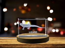 LED Base included | Graceful Lizard Crystal Carvings | Exquisite Gems Etched - £31.96 GBP+
