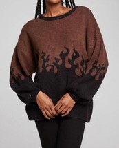 Chaser foxy sweater flames golden pullover in COCOA BROWN - £62.47 GBP