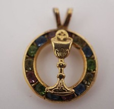 Religious Pendant Gold Tone Communion Sacrament Symbol Catholic - $24.74