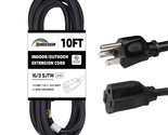 10Ft Outdoor Extension Cord-16/3 Sjtw Durable Black Extension Cable With... - $29.99