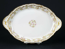 Theodore Haviland Schleiger 844 Handled Oval Platter, Antique Double Gold 12&quot; - £67.93 GBP