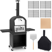 Outdoor Pizza Oven with Protective Cover and Grill Racks and Built-in Thermomet - £211.32 GBP