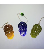 Day Of The Dead Christmas Ornaments Metal Skulls Set Of 3 World Market L... - £19.78 GBP