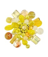 Modish Yellow Cluster of Sparkling Crystals Pearls and Mix Stones Brooch... - £23.77 GBP