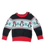 Holiday Time Boys Black Fair Isle Penguin Sweater Size 2T Christmas Blac... - $23.65 CAD