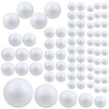 72 Pieces 5 Sizes White Foam Balls Polystyrene Craft Balls Art Decoration Foam B - £18.87 GBP