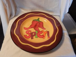 Colorful Ceramic Round Spicy Peppers! Platter by Tara Reed Certified Int... - $100.00