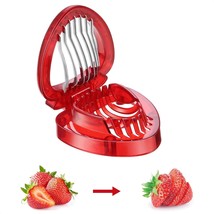 Strawberry Slicer Kitchen Gadget - Cute Strawberry Cutter Slicer With Stainless  - £10.38 GBP