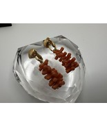 Vintage Crown Trifari Faux Coral Clip Dangle Earrings 3.3cm - $68.10 CAD
