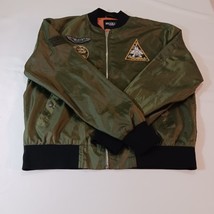 Brooklyn Standard Bomber Jacket Men&#39;s Green Patchwork Military Streetwea... - $267.32 MXN
