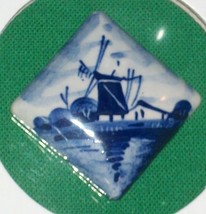 Vtg Delft Miniature Painting Tile Windmill Holland Dutch Porcelain Netherlands - $28.05