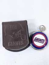 Danbury Mint NFL New York Giants Pocket Watch in Leather Case Belt Pouch - £92.67 GBP