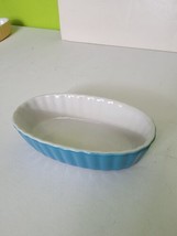 Housewares International Mini Oval Fluted Baking Dish Blue White - £27.78 GBP