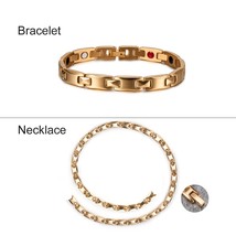 Rose Gold-color Jewelry Sets for Women Men Chain Choker Health Energy Germanium  - £52.76 GBP