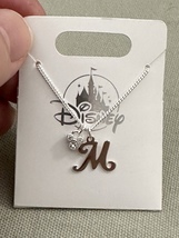 Disney Parks Mickey Mouse Faux Gem Letter M Silver Color Necklace NEW - £26.29 GBP