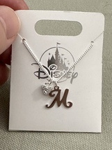 Disney Parks Mickey Mouse Faux Gem Letter M Silver Color Necklace NEW