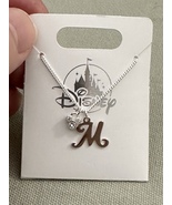 Disney Parks Mickey Mouse Faux Gem Letter M Silver Color Necklace NEW - £25.88 GBP