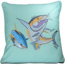 Embroidered Cushion Pillow Cover Marine Art Yellowfin Tuna Outdoor Marine Canvas - £28.37 GBP