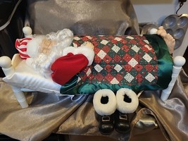 Vintage Telco Motion-ettes SLEEPING SANTA Animated Snoring Whistling in Bed 1994 - £13.35 GBP