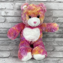 Build A Bear Endless Hugs Heart Teddy Pink Orange Tie Dye 16&quot; Plush - £14.29 GBP