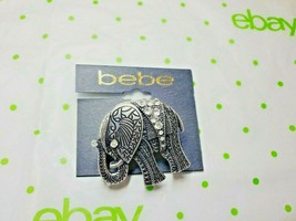 BEBE Women&#39;s Silver Tone Stretch Elephant Fashion Ring Size 7 &amp; up New - £11.88 GBP