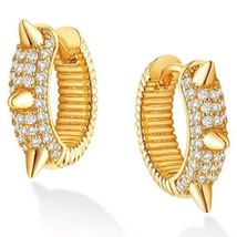 DREMMY STUDIOS Spike Huggie Hoop Earrings for Women 14K Gold Huggy Hoop Sleep... - £36.76 GBP