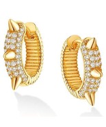 DREMMY STUDIOS Spike Huggie Hoop Earrings for Women 14K Gold Huggy Hoop ... - £35.46 GBP