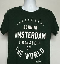 Heineken beer Born in Amsterdam Raised by the World T Shirt Mens Medium - £17.84 GBP