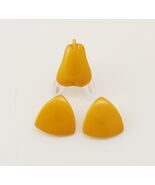 50s Butterscotch Tested BAKELITE Carved Fruit Pear Pin Clip Earrings - $68.95