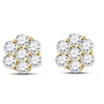 Unisex 14k Gelb Vergoldet 0.75CT Künstlicher Diamant Blume Ohrstecker Xmas - $79.09