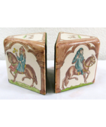 Rare Packard and Ord Tiled Bookends Canterbury Tales Hand Painted circa ... - $494.01