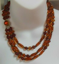 vintage amber glass triple strand necklace With Amber Clasp - £133.09 GBP