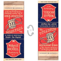 Vintage Matchbook Cover Witherill Hotel Plattsburg NY Fife Drum Restaurant 1930s - £10.13 GBP