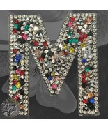 Letter M Multicolor Rhinestone Iron On Patch Applique Embellishment - $5.47 CAD