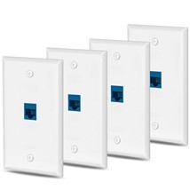 4 Packs Cat6 Ethernet Wall Plate Outlet 1 Port Rj45 Network Female To Fe... - £19.65 GBP