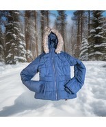 Aeropostale Puffer Coat Girls M Blue With Hood - READ - $453.04 MXN