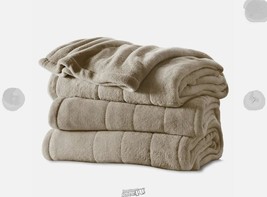 Biddeford MicroPlush Sherpa Electric Heated Blanket Twin Tan - £60.66 GBP
