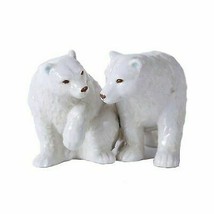 Arctic North Pole Polar Bears Couple Side By Side Ceramic Salt Pepper Shaker Set - £13.57 GBP