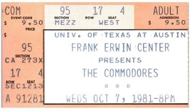 Vintage The Commodores Ticket Stub October 7 1981 University Of Texas - $51.42