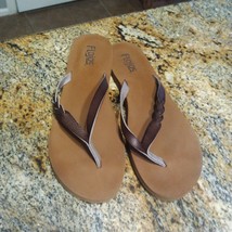 Flojos Brown Flip Flop Sandals Women&#39;s Size 9.5 Serenity Soft Comfy Ligh... - £14.24 GBP