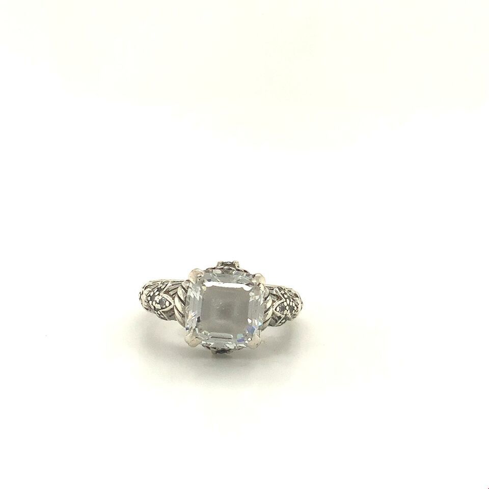 Primary image for Vintage Signed Sterling Judith Ripka Thailand CZ Gemstone Engagement Ring Band 8