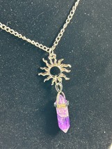 (#218) - AMETHYST POINT PENDANT WITH SUN CHAIN - NEW - $281.36 MXN