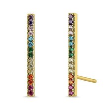 14CT Gold On Solid Silver Rainbow Sapphire Earrings Hallmarked Aaa Multi Gemsto - £13.46 GBP