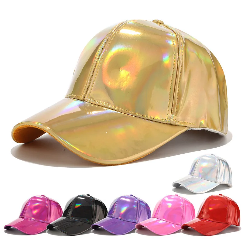 New Fashion Unisex Silver Gold Laser Baseball Cap Women Men Hip Hop Caps - £14.02 GBP