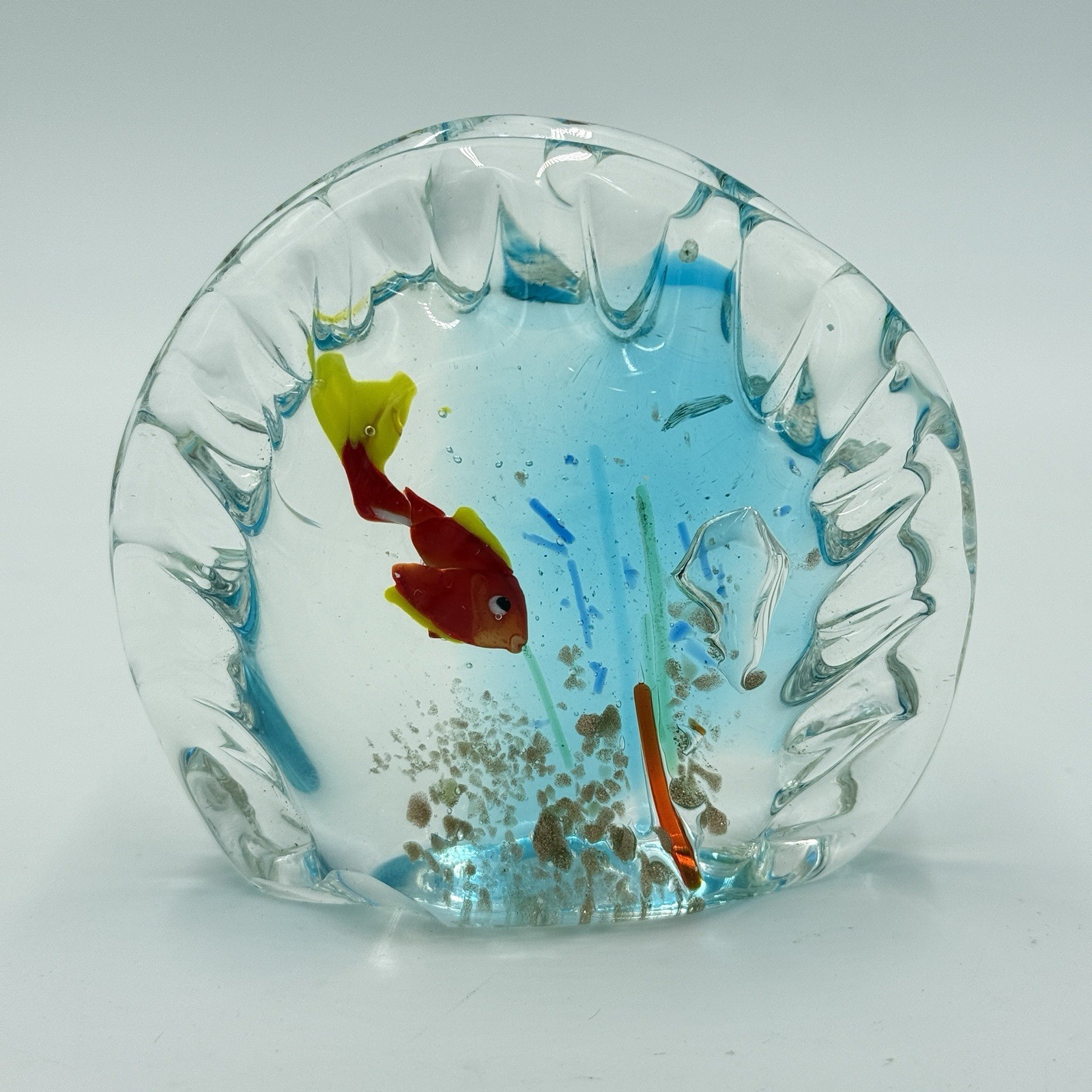 Murano Art Glass Aquarium Hand Blown Italy Paperweight 3.5”x3” Vintage - $58.50