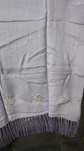 &quot;LAVENDER WITH FRINGE &amp; EMBROIDERED FLOWERS&quot;  SILK SCARF- NEW IN BOX- AV... - $8.89