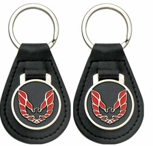 2 Pack Leather Keychain Ring W/ Red Wings Up Bird Pontiac Firebird and Trans AM - £23.61 GBP