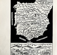 1932 Iberian Peninsula Interpretive Map Print Van Loon Geography Portuga... - $508.42 MXN